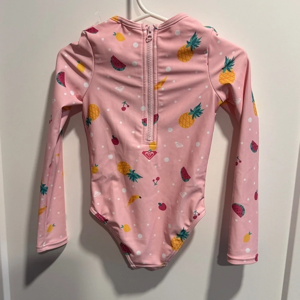 Roxy Pink Tropical Print Rashguard Swimsuit NWT